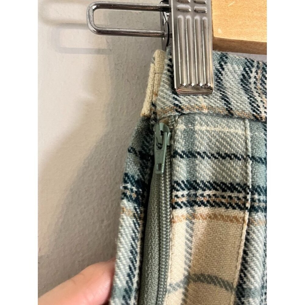 Vintage Tartan Pleated Plaid Wool Skirt 12 Green Academia Scottish Clan Chic 70s - Picture 5 of 11
